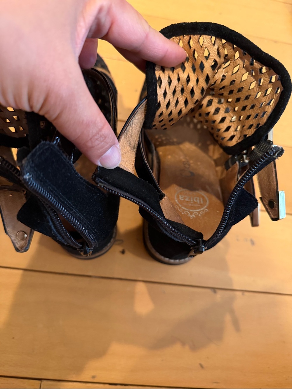 Jeffrey Campbell Hipster Black Suede Gold Buckles Ankle Boots - Picture 6 of 10